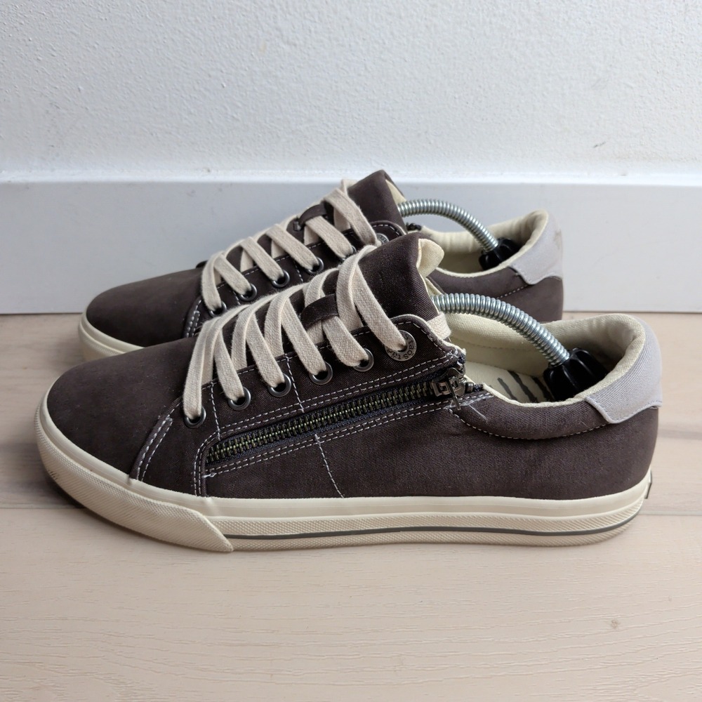 Taos Z Soul Charcoal Grey Canvas Side Zip Sneakers Womens 9 W ZSL-13672